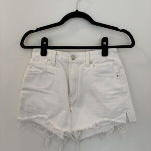 Alexander Wang White Frayed-Hem Denim Shorts